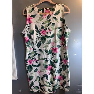 Old Navy Women XL Tropical Floral Sleeveless Sheath Dress Pink Green White